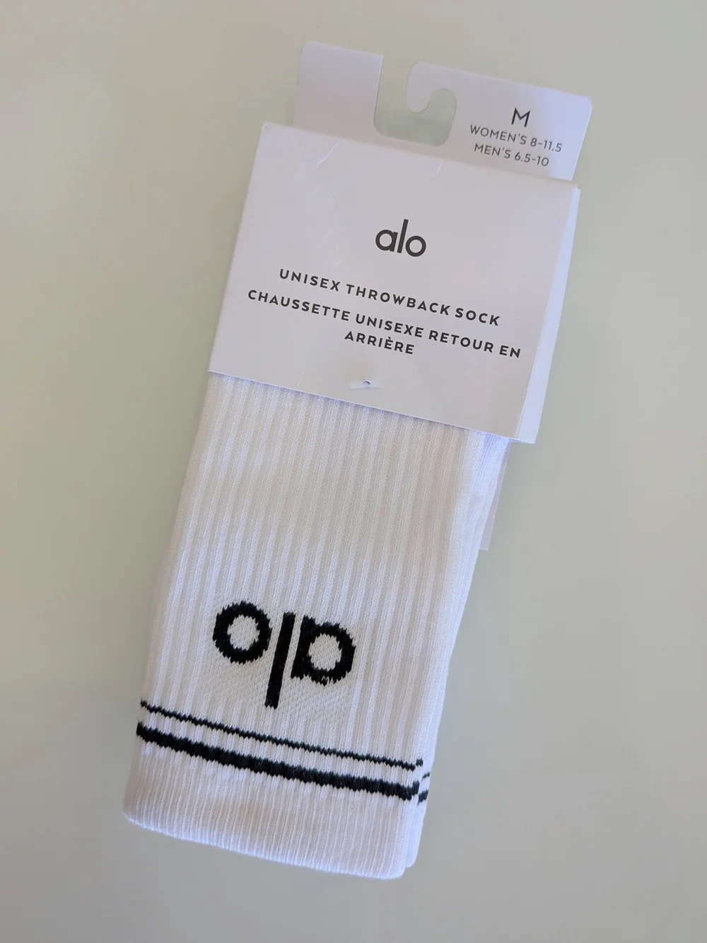Alo Yoga Unisex Throwback Socks White/Black Size M